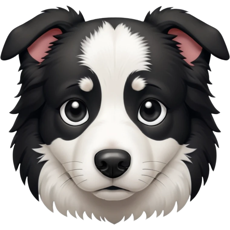 A disappointed border collie emoji