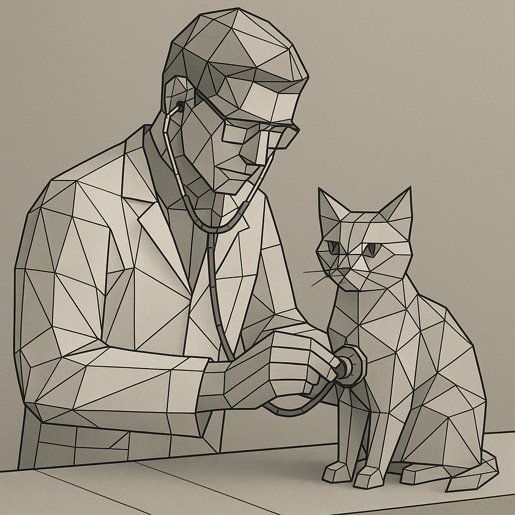 veterinarian examining a cat emoji