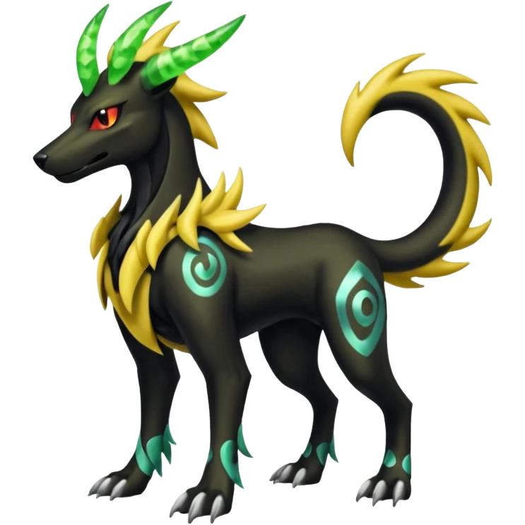 colorful shiny edgy cool badass Manectric-Zygarde-Houndoom-fusion-hybrid-Fakémon-creature, full body emoji