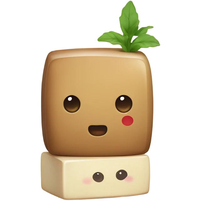 cute tofu block placed next to cute soy sauce bottle  emoji