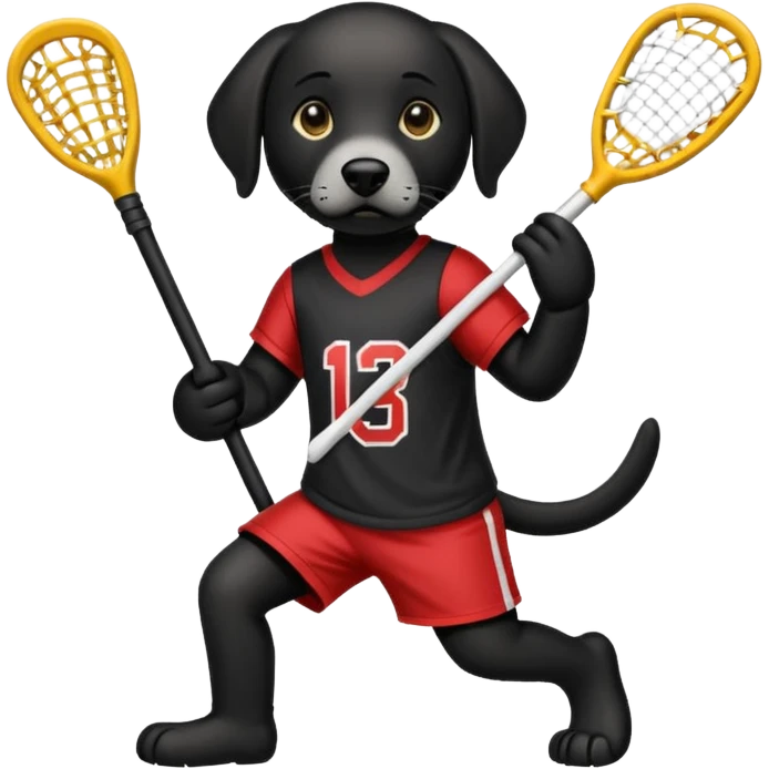 Black lab playing lscrosse emoji