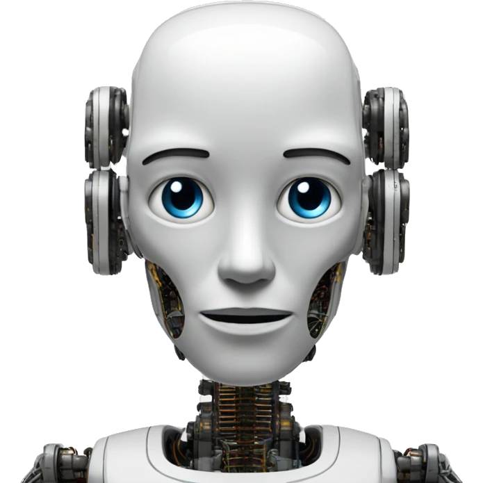 Text base no background line circuits that look like a humanoid robot AI emoji