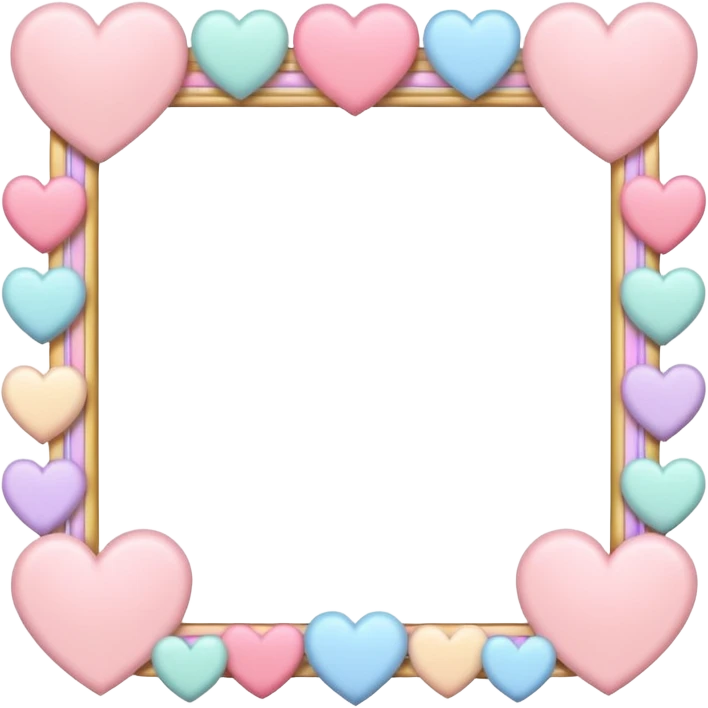 elegant feminine frame with hearts and pastel colors emoji