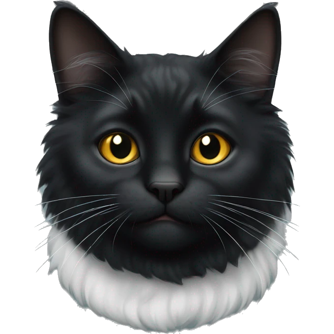 fluffy black cat with white spot on nose emoji