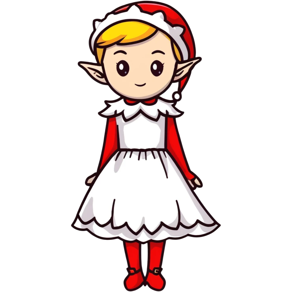 elegant female elf with feminine features, beautiful dress, graceful posture emoji