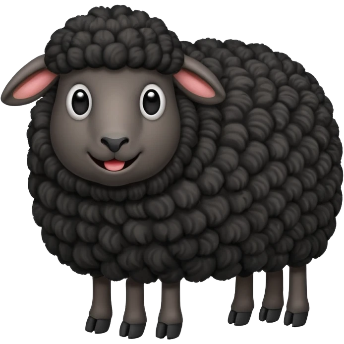 Oveja negra con el cuerpo entero de lado y cara graciosa  emoji