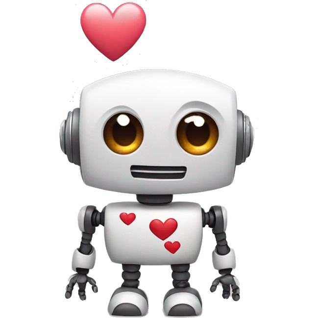 a cute robot withe hearts instead of its eyes emoji