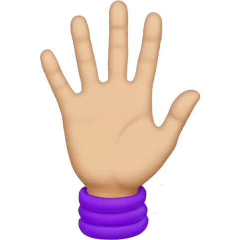 hand with purple bracelet waving emoji
