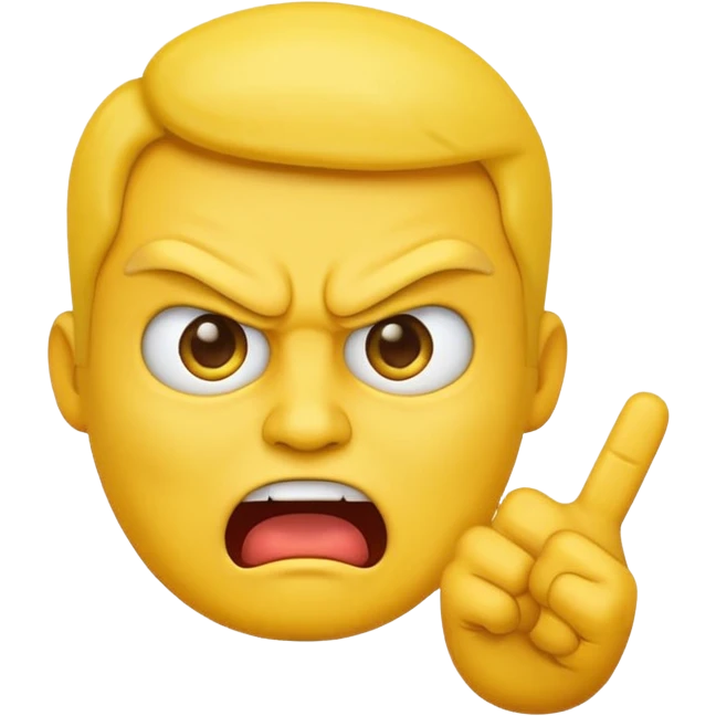 yellow face emoji with angry eyebrows showing the middle finger emoji