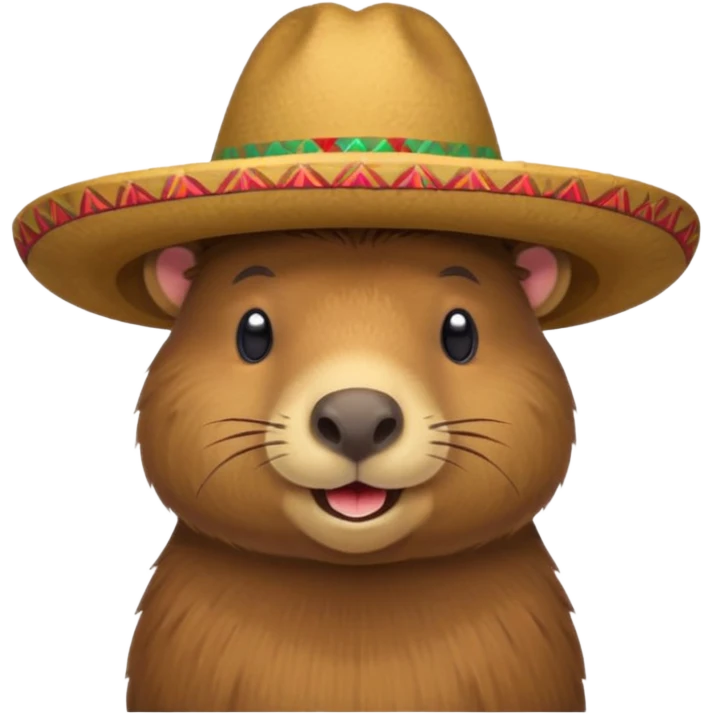 Capybara sitting with Mexican hat emoji