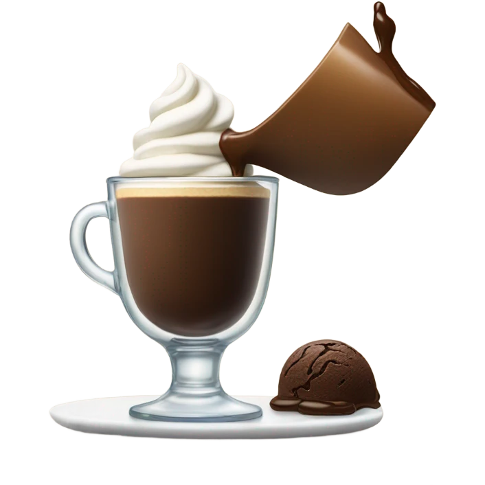 Espresso being poured over one scoop of ice cream emoji
