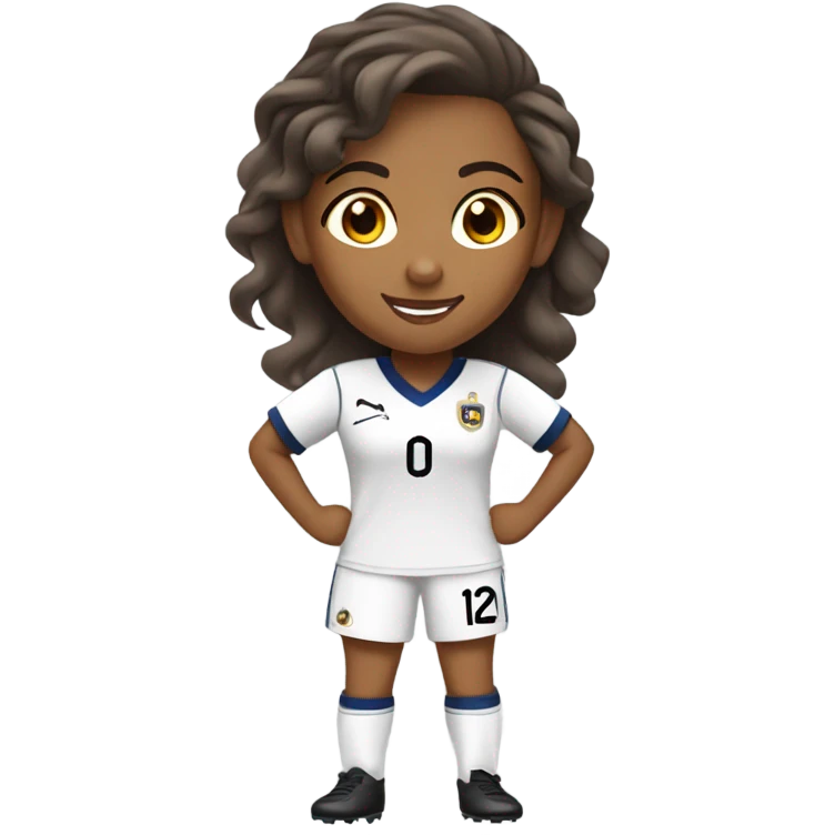 Brown  Girl Brown eyes playing soccer full body emoji