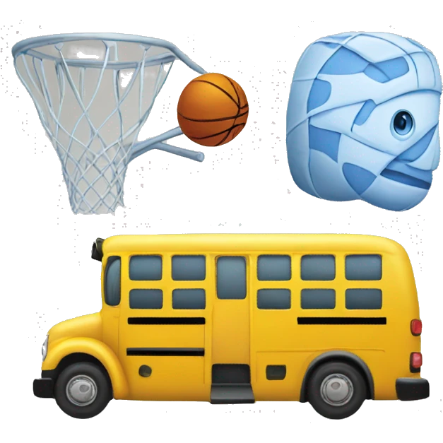 yellow bus and basketball bus emoji