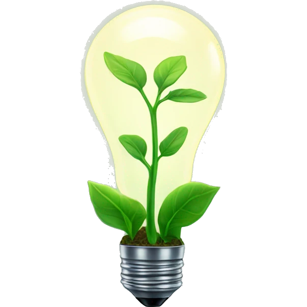 a plant sprout inside a glowing idea lightbulb emoji