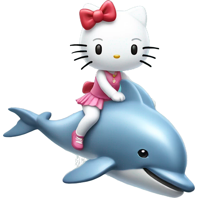 Hello kitty riding dolphin emoji