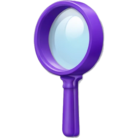 purple magnifying glass with clear lens 2d  emoji