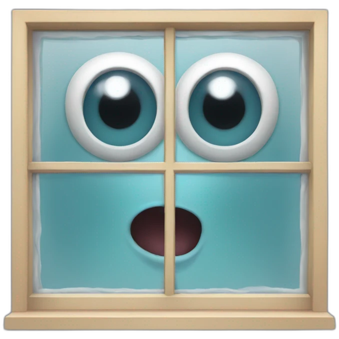 window glass with eyes and mouth and arms and legs emoji