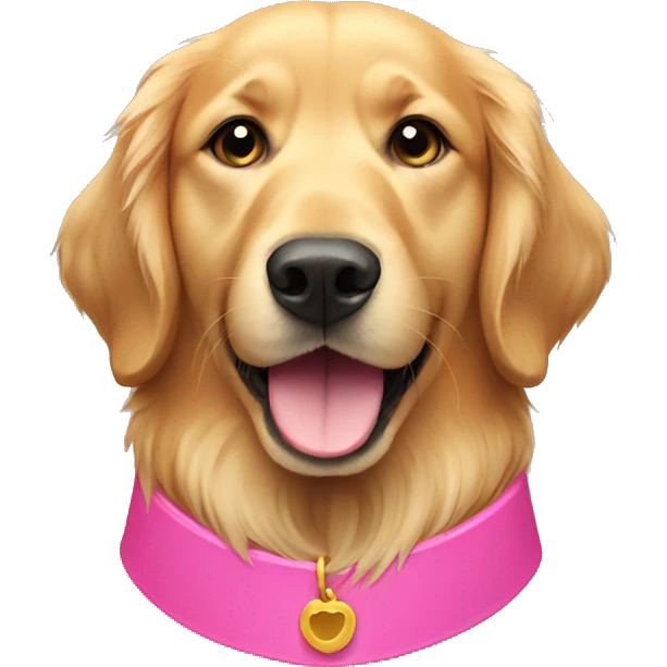 Golden retriever with a pink collar  emoji