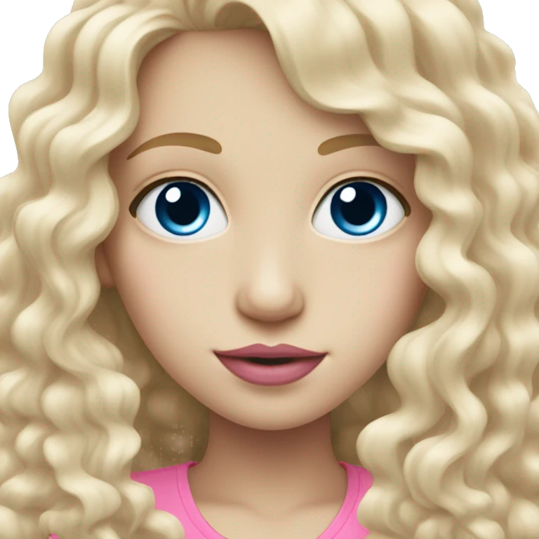 pale girl with long curly blonde hair and blue eyes and pink lips emoji