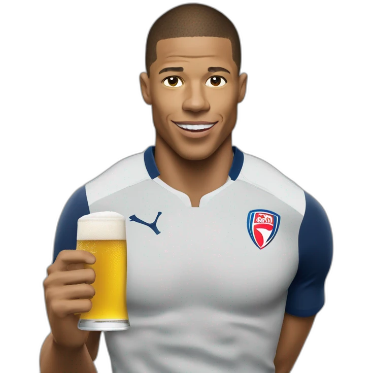 Kilian mbappe qui boit de la bière emoji