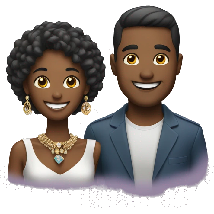 smiling couple with jewelry emoji