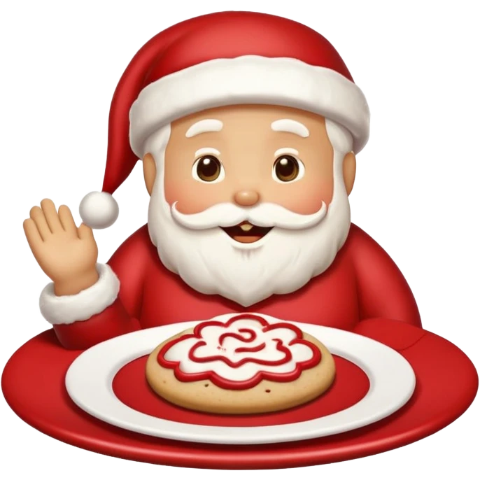 “A cute Christmas-themed Santa cookie, decorated with red and white icing, smiling face, sitting on a small plate, cartoon-style, vibrant colors, festive and cozy mood” emoji