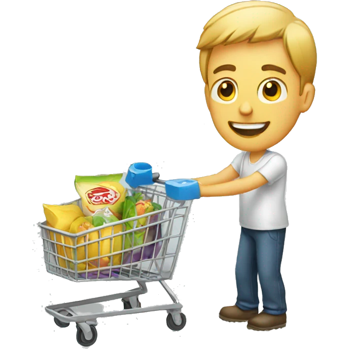 white man is going with product cart emoji