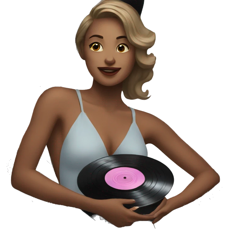 lady holding vinyl records emoji