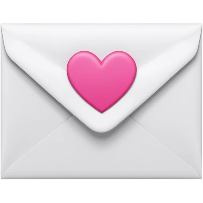 A 3D render of a white letter envelope with a vibrant pink heart sticker, clean background emoji