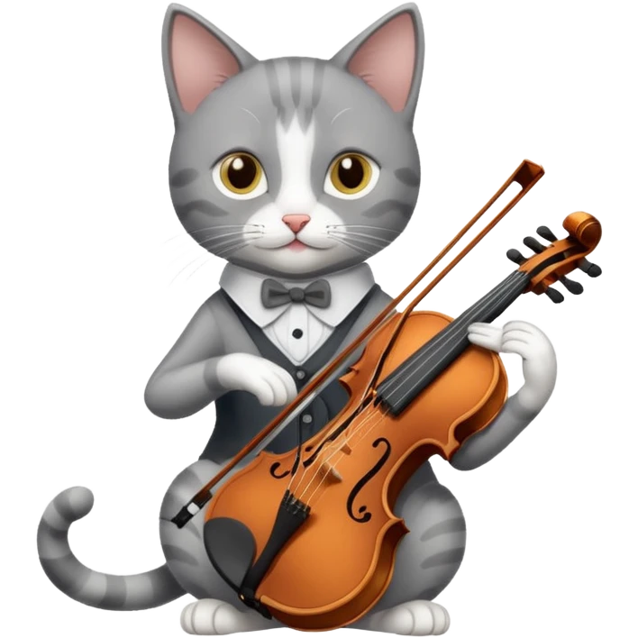 thin grey cat play violin emoji