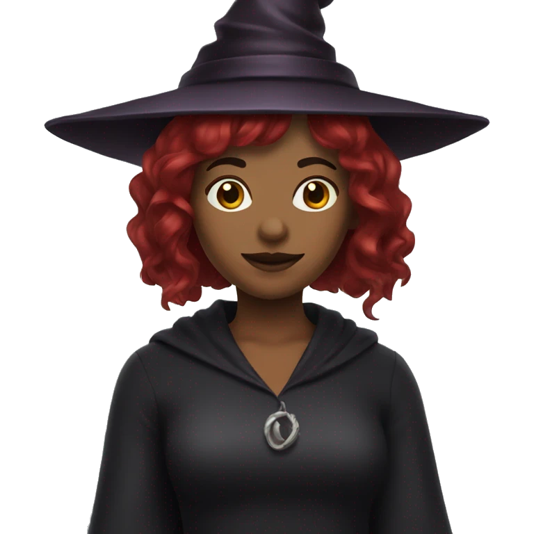 Witch with dark red hair and bangs emoji