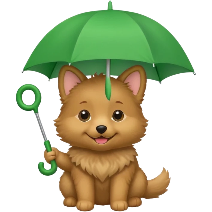 baby dog hold small green umbrella emoji