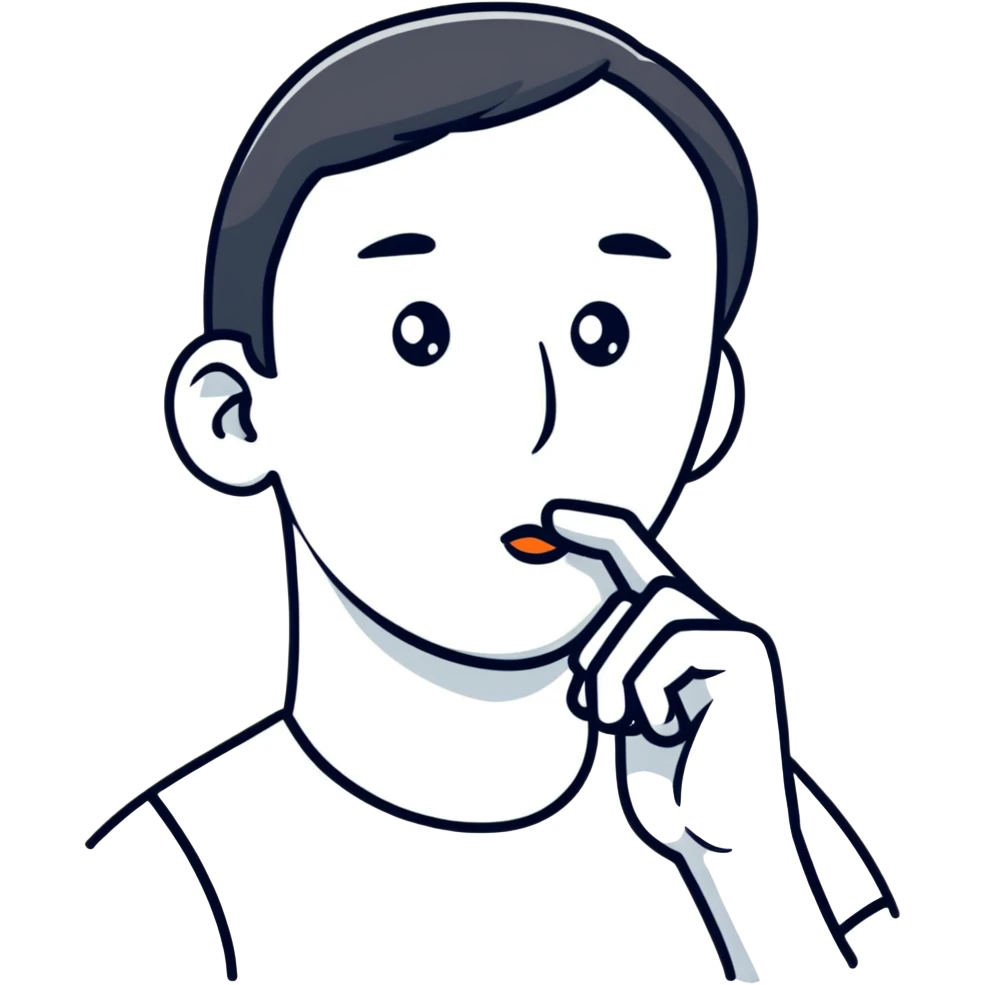 person with finger in mouth, thoughtful expression emoji