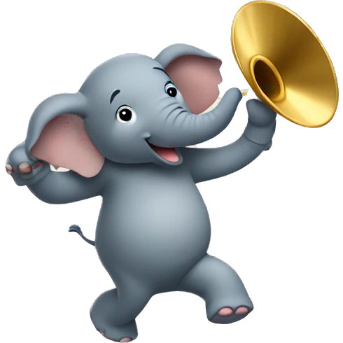 Elephant falling down stairs carrying cymbals emoji