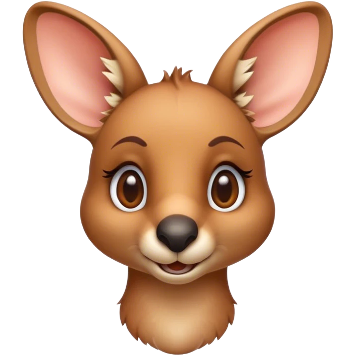 Cinematic Realistic Cute Kangaroo Portrait Emoji, Head tilted playfully and inquisitively, featuring a compact, agile build with soft, warm tawny fur and a characteristically endearing face with bright, curious eyes and perky ears, rendered with lifelike detail and natural highlights, high shine, affectionate and spirited, styled with a touch of outback whimsy, soft glowing outline, capturing the essence of a mischievous yet lovable kangaroo that seems poised to hop playfully into your arms! emoji