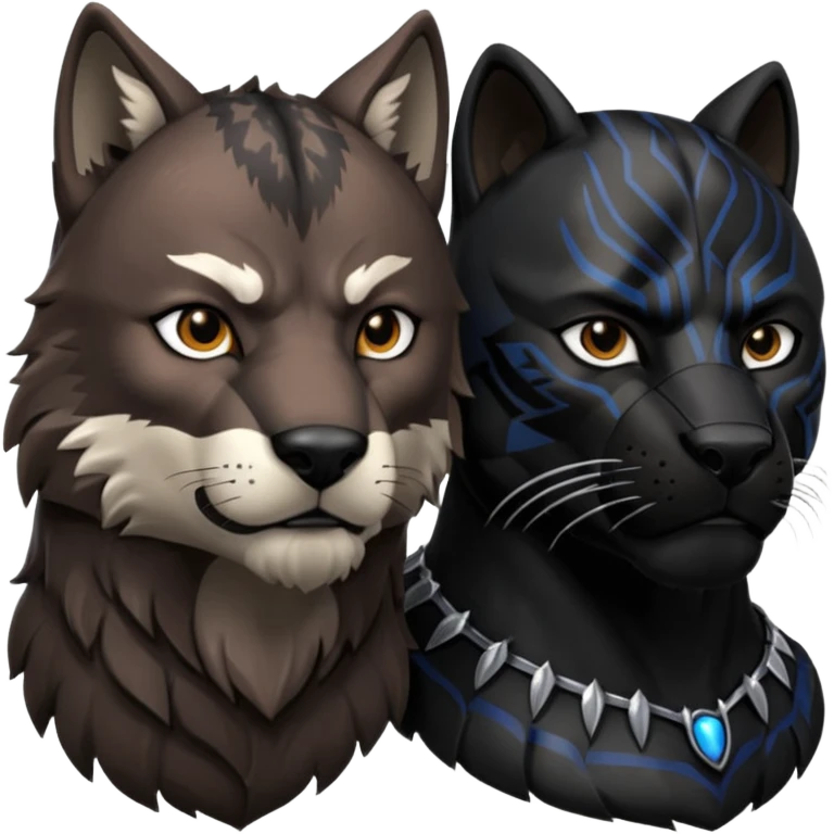 Wolf with black panther animal emoji