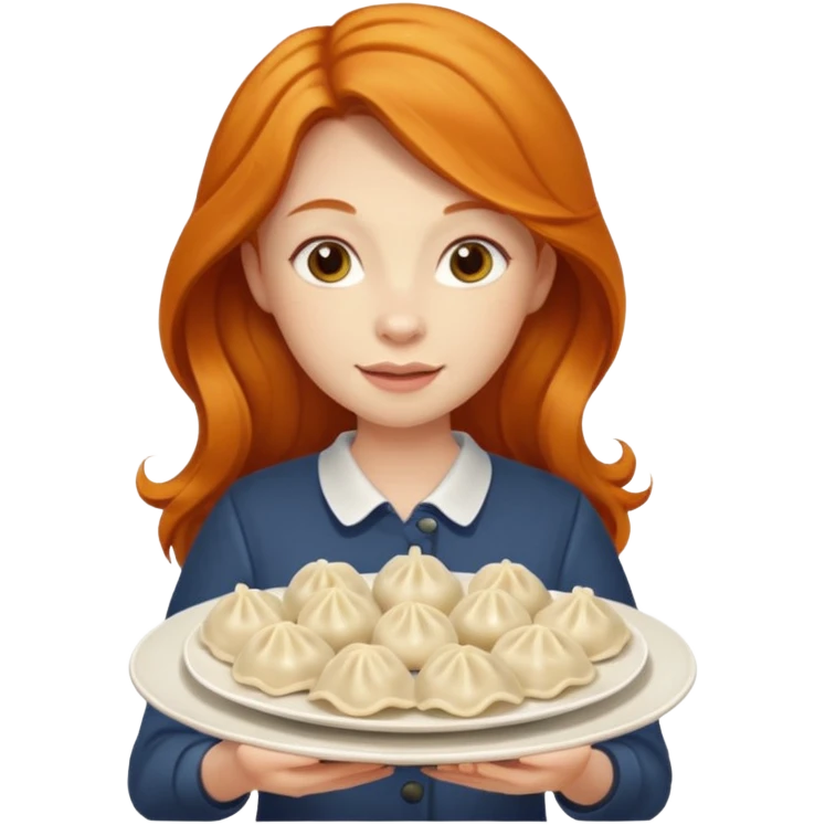 holding dumpling plate ginger woman long hair emoji
