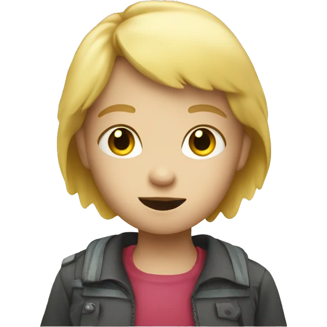 talking blond child with speech bubble near emoji
