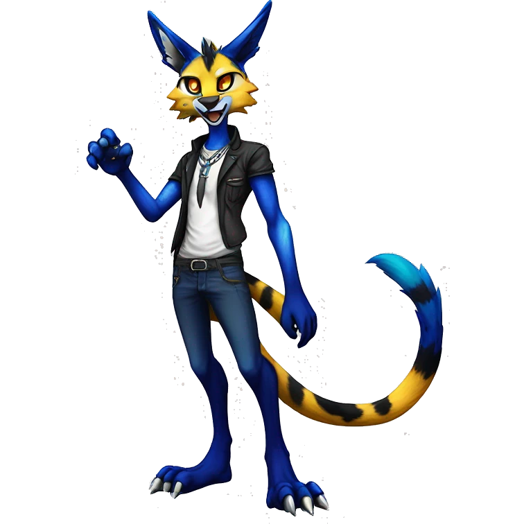 Anthro Epic Edgy Colorful Sergal-Serval-Vernid full body emoji