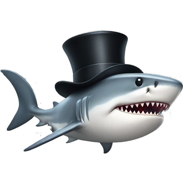Shark with a top hat emoji