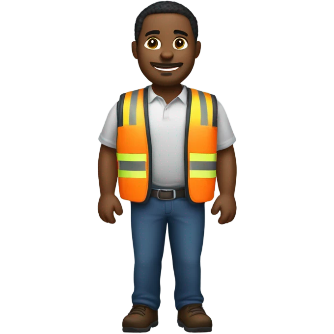 Fat black guy in safety vest holding an Ethernet cord  emoji