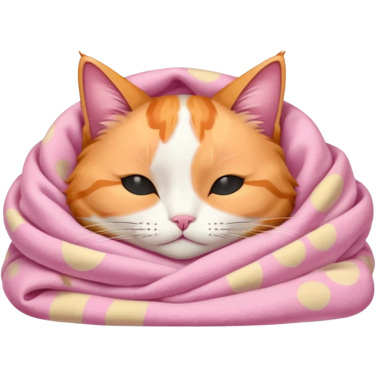 Calico Cat Sleeping Under A Pink Pastel Blanket  emoji