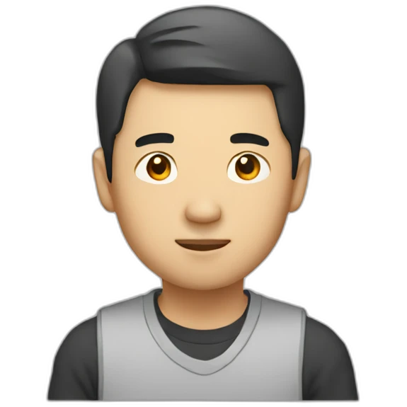 Asian guy with engineering mindset emoji