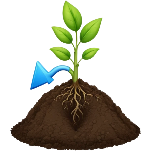 A small green plant sprouting from soil, growing upwards, with a blue progress bar above it indicating growth emoji
