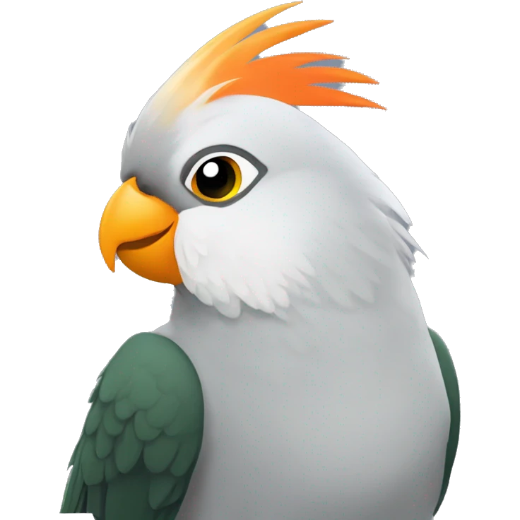 Grey Cockatiel orange cheeks with Dark Green Tail emoji