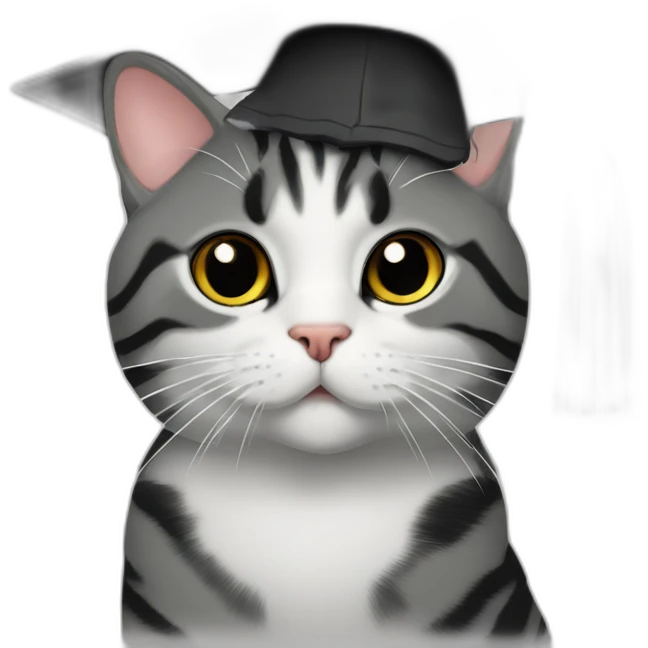 american shorthair cat in black graduate cap emoji