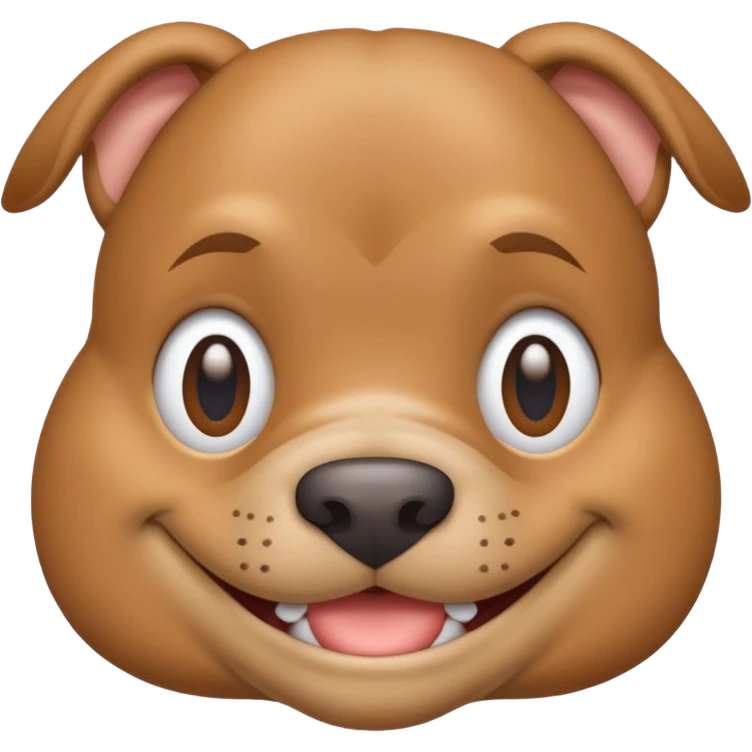 light brown pocket bully facing forwards, head and shoulders. smiling emoji