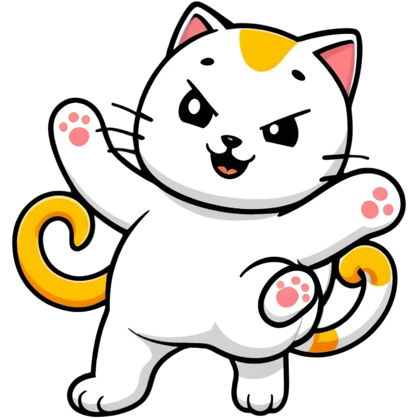 cartoon cat doing capoeira emoji