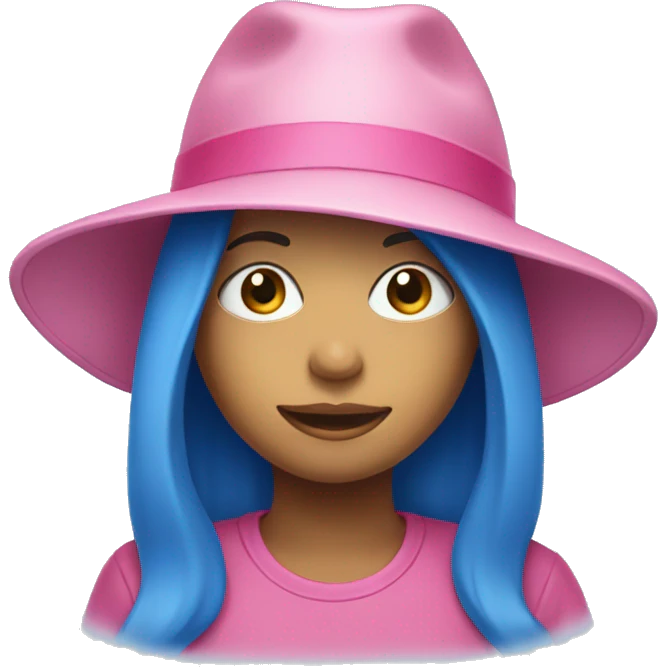 Pink hat on a blue girl emoji