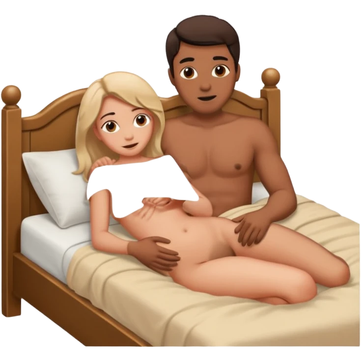 Man and woman naked having sex in bed emoji